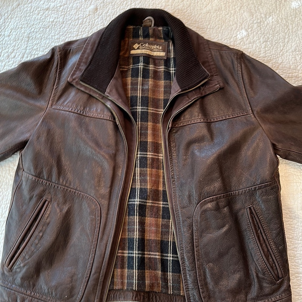 Columbia heavy leather coat.  Vintage, Warm